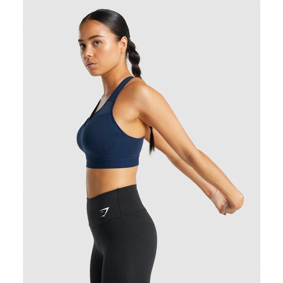 NWOT Gymshark Open Back Sports Bra Navy Blue Size S - Picture 3 of 8